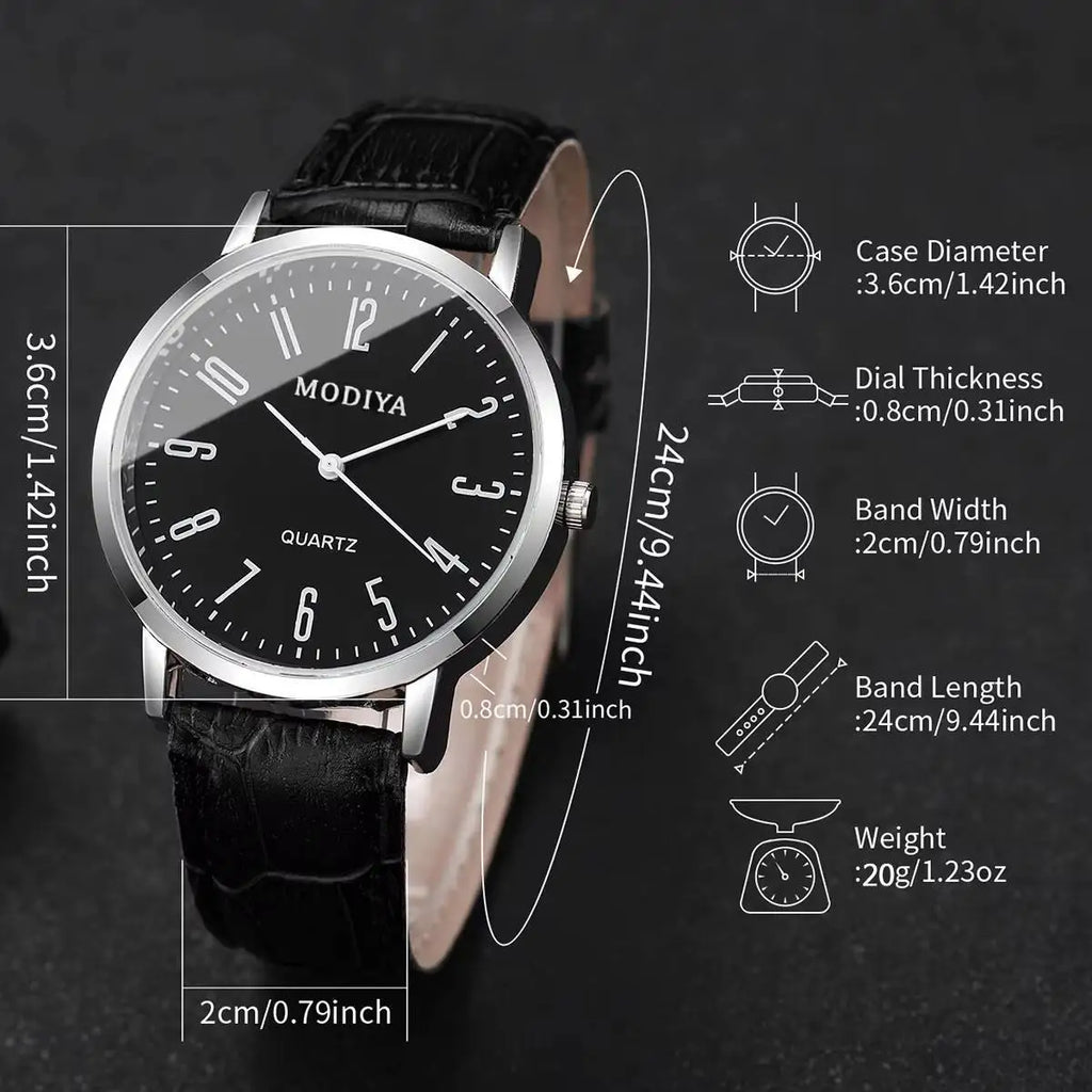 Lunven Business Watch Set — 3-Piece Leather Strap Collection for the Modern Gentleman
