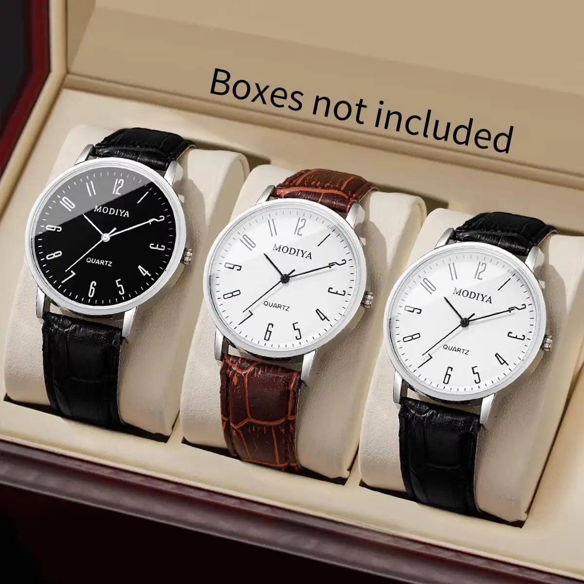 Lunven Business Watch Set — 3-Piece Leather Strap Collection for the Modern Gentleman